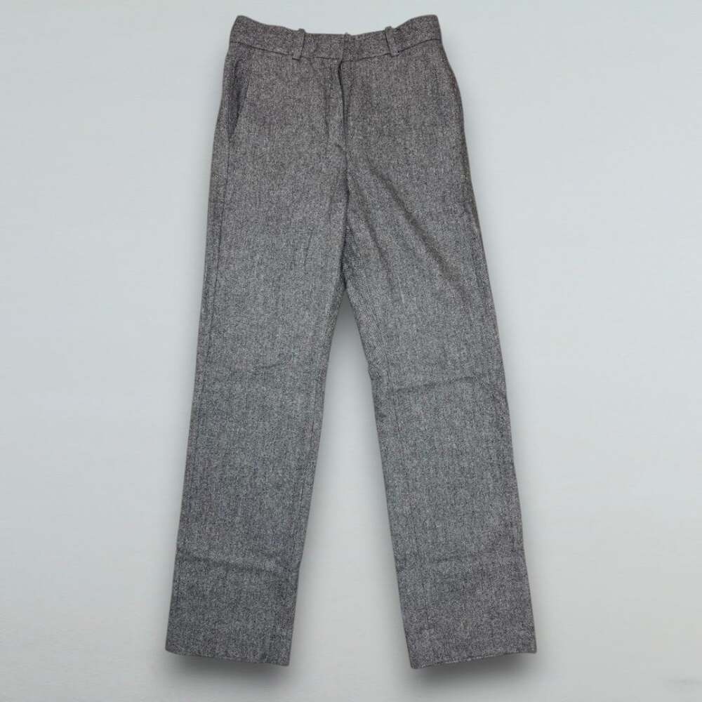 Wool Blend Straight Leg Dress Pants Career Office Trouser Gray 34